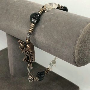 Custom Skull, Gemstone and Dragon Clasp Bracelet